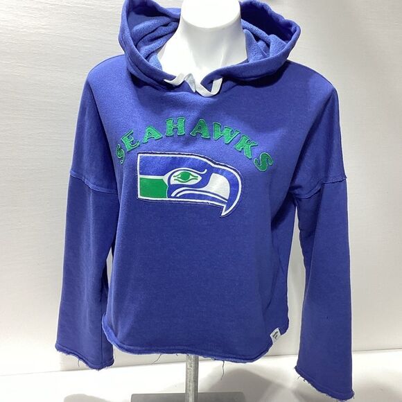 Fanatics Seattle Seahawks Cropped Hoodie Raw Hem Vintage Team Look Women's S - Picture 1 of 13